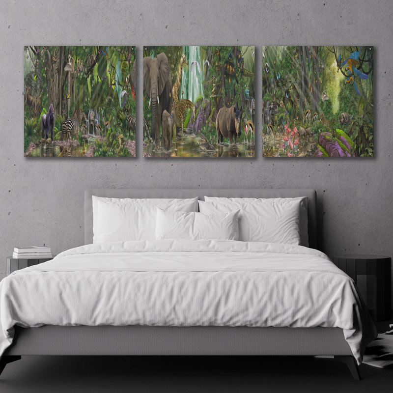 3 pièces d'art mural en verre acrylique Epic Art The Last Rainforest, H 36 po x l 108 po
