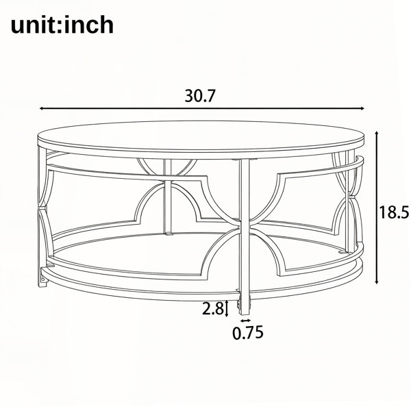 Latitude Run® Round Tempered Glass Coffee Table with Luxurious ...