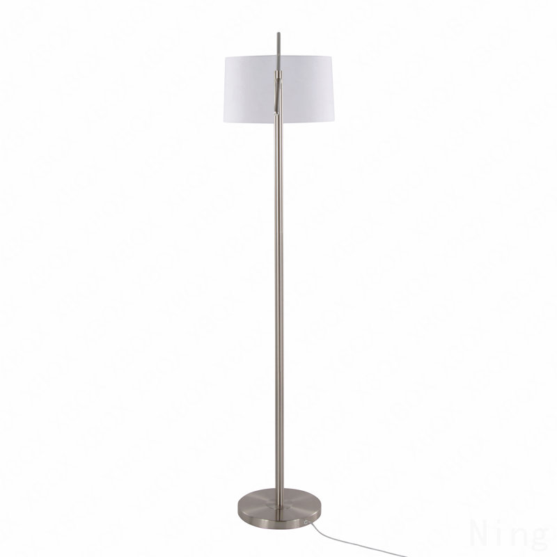 69" Contemporary Metal Floor Lamp In Brushed Nickel With Off-White Linen Shade From Grandview Gallery By Lumisource