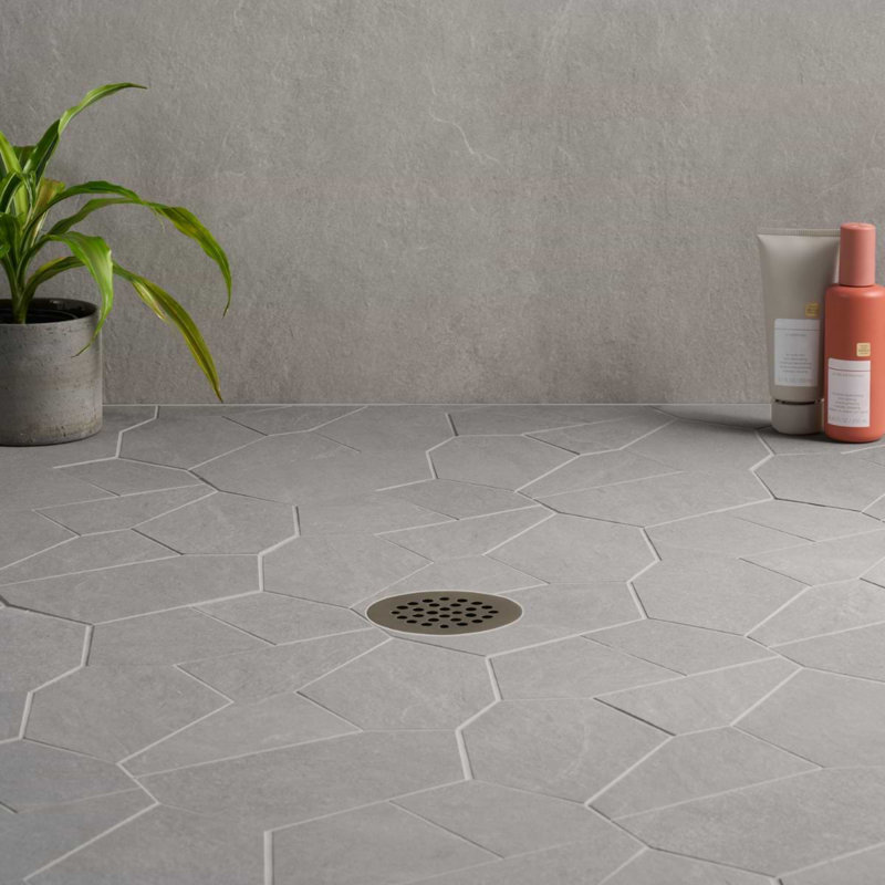 Era 12x20 Organic Pattern Matte Limestone Look Porcelain Mosaic Tile, Silver Gray