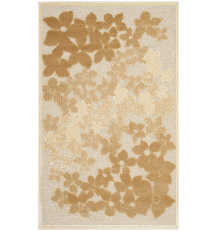 Tapis beige / brun Flower Field, Rectangle 8 pi x 11 pi 2 po