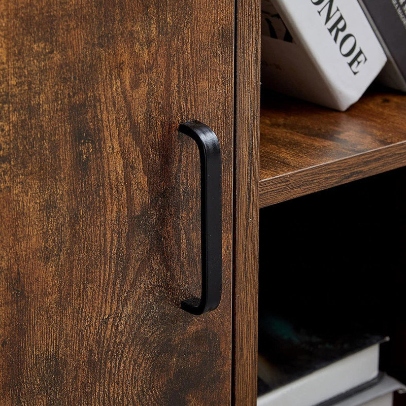 Rustic Brown Mobile Office Cabinet w/ 3 Drawers(1 Lockable),Under Desk Rolling Lateral File Cabinet