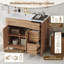 Meuble-lavabo de 36 po en bois avec cadre en bois massif, 2 portes à fermeture douce, 3 tiroirs à fermeture douce, tablette réglable, armoire de rangement moderne pour petites salles de bain