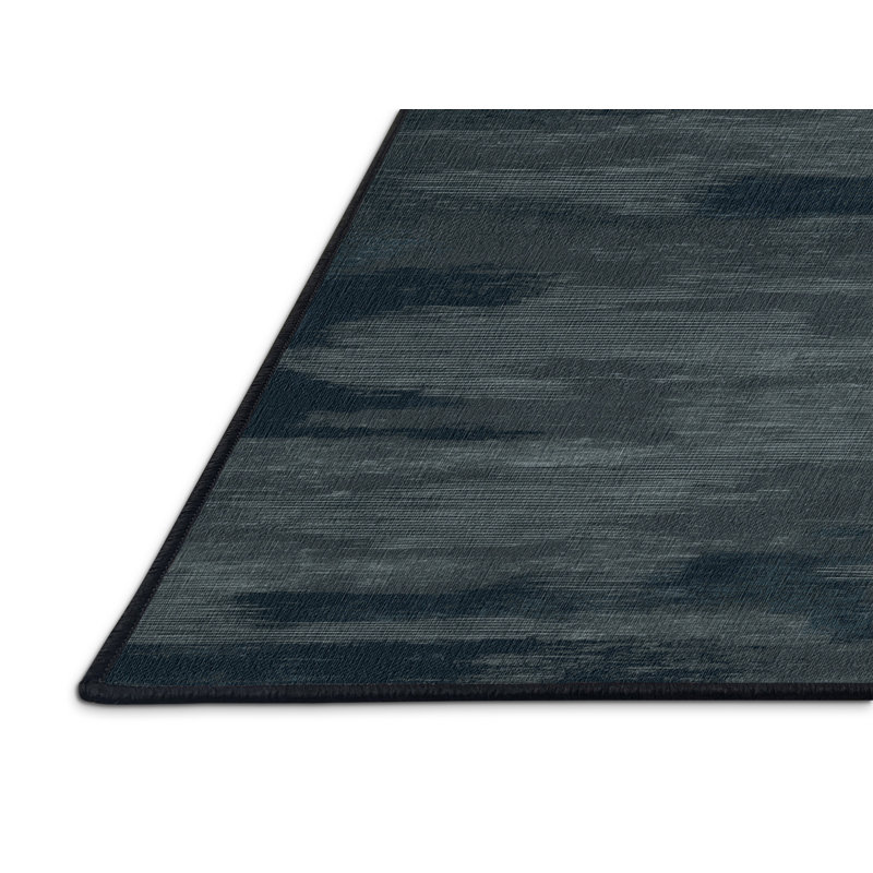 Tapis noir lavable à la machine, Rond 6 pi