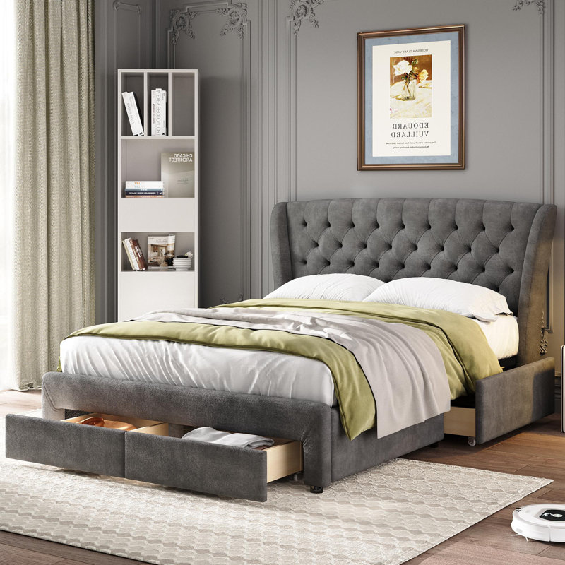 Laurentis Upholstered Storage Bed, Double (4'6)
