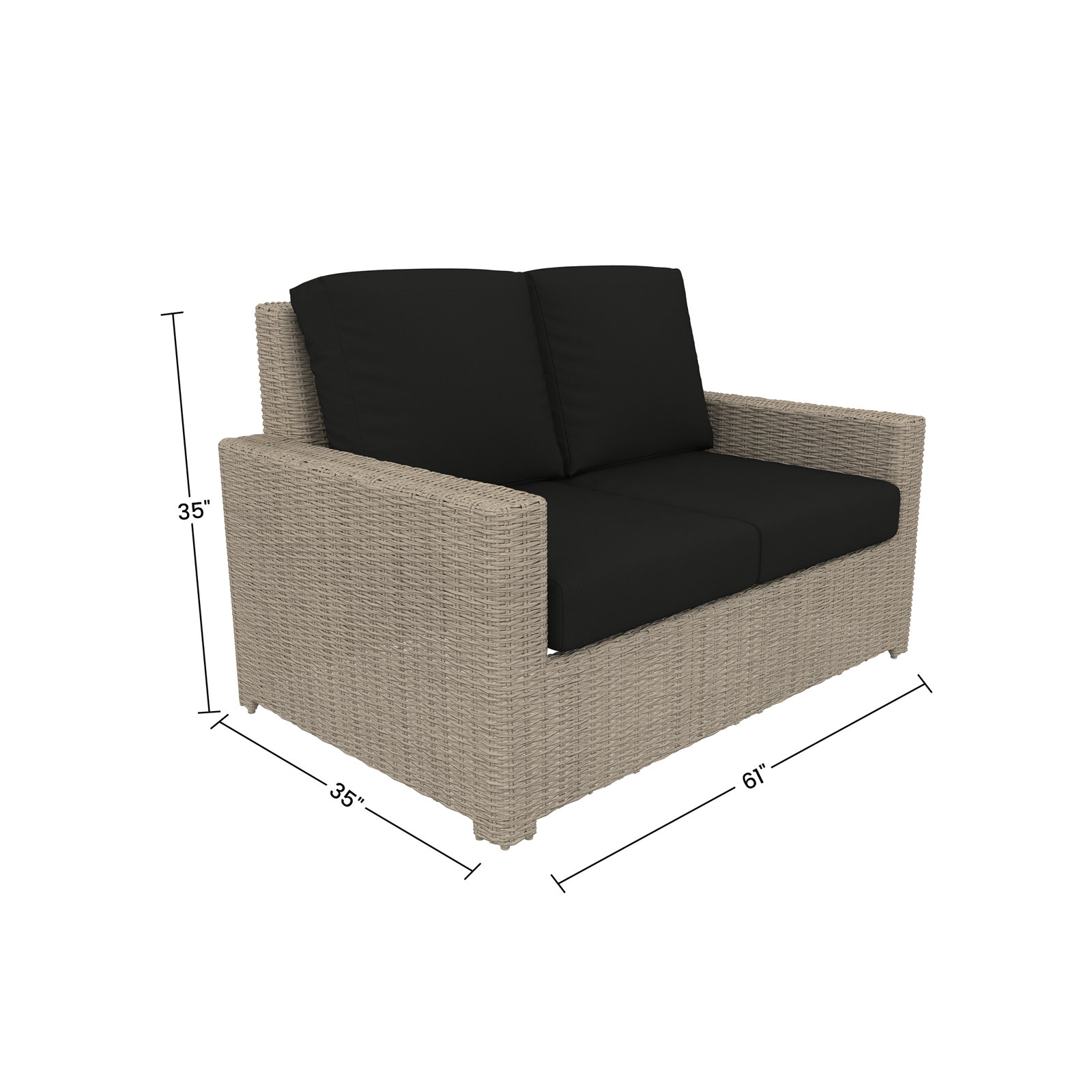 Henri 61" Sunbrella® Patio Loveseat, Canvas Black