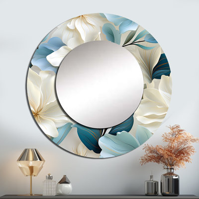 Motif tropical Coastal Symphony - miroir décoratif tropical, miroir mural rond tropical, impression d'art en métal