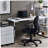 White and Chrome Writing Desk with Sled Base-1615852408