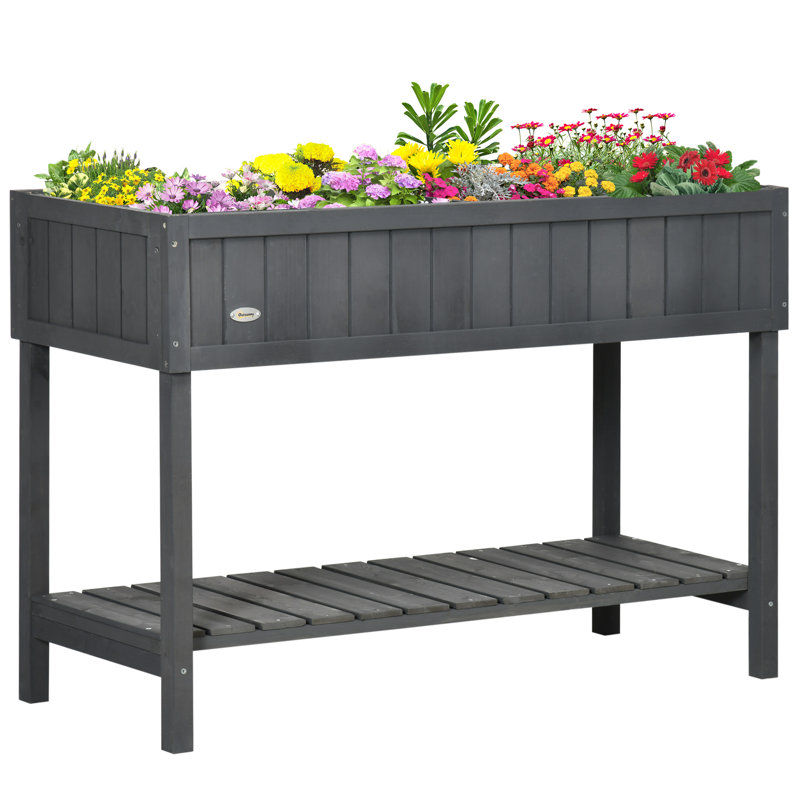 Pot à fleurs surélevé Ayaan, Gris foncé