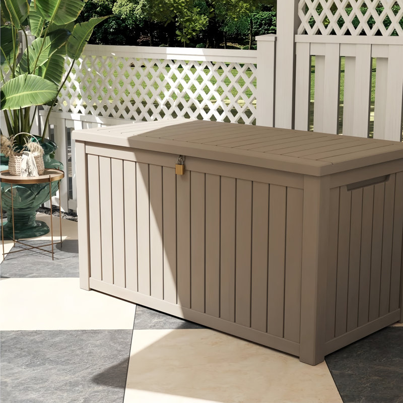 Coffre de terrasse verrouillable en résine résistant à l'eau de 270 gallons Decksplore, Grey