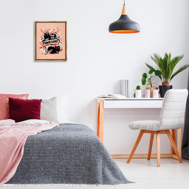 «You Are Pawesome Cats», art mural sur toile flottante par Leeza Hernandez, H 21 po x l 17 po, Cadre flottant gris lustré