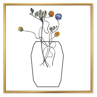 Composition avec bouquet floral minimaliste VI - Impression sur toile