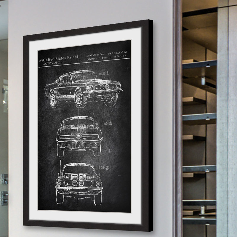 « mustang shelby », reproduction d’art encadrée, H 24 po x l 16 po x P 1,5 po