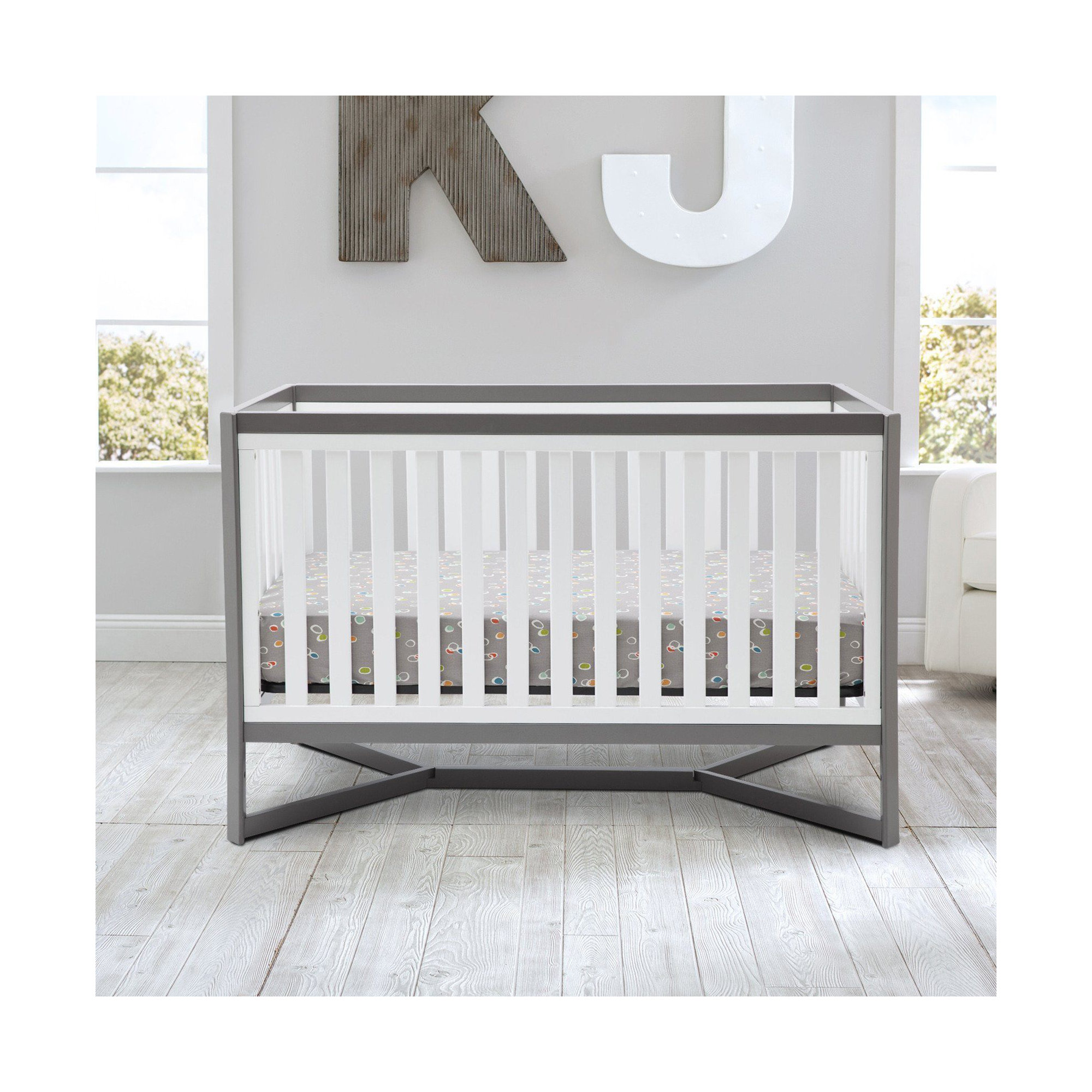 Tribeca 4-in-1 Convertible Crib, White/Gray