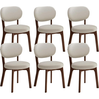 Dining Chairs Set of 6, Kitchen Chairs with Solid Wood Legs Modern Upholstered Dining Room Chairs