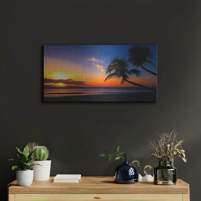 «Palm Trees Sunset» par Jonathan Ross, art mural en métal