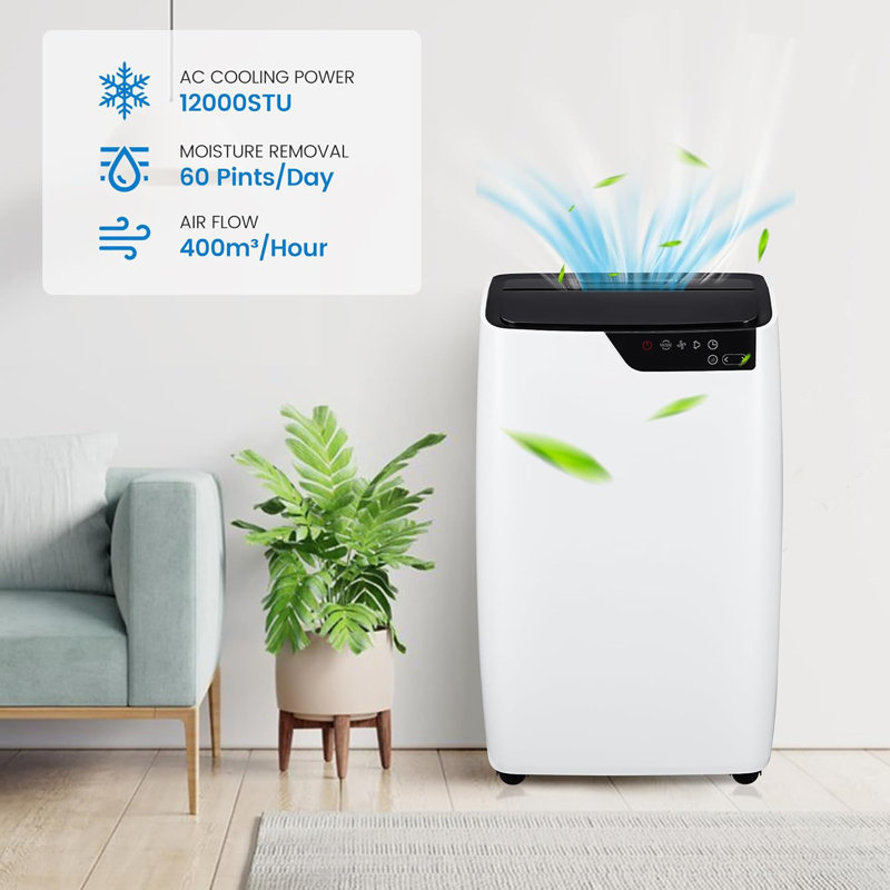 12000 Btu Portable Air Conditioners For Room Up To 550 Sq.ft, 3-in-1 Free Standing Quiet Cooling Portable Ac Uni