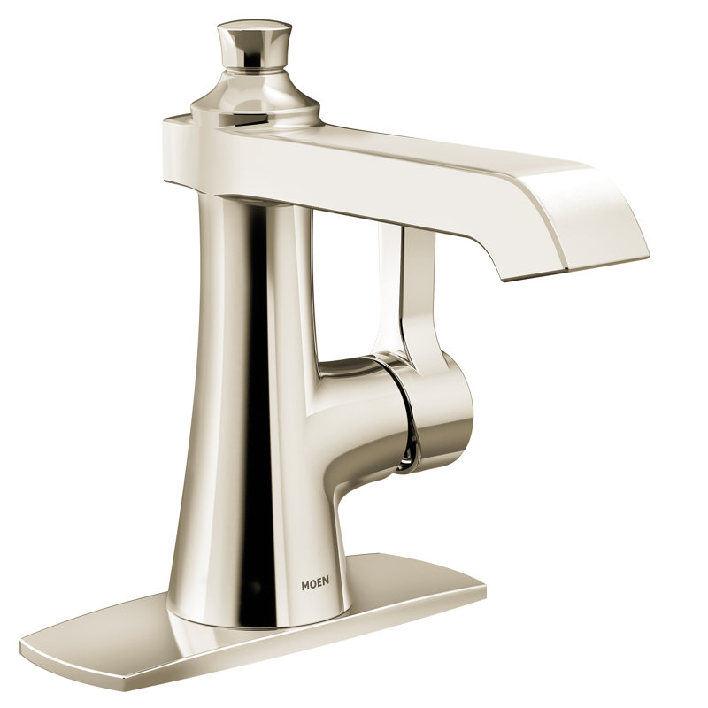 Flara Single Hole Bathroom Faucet with Drain Assembly, Polished Nickel