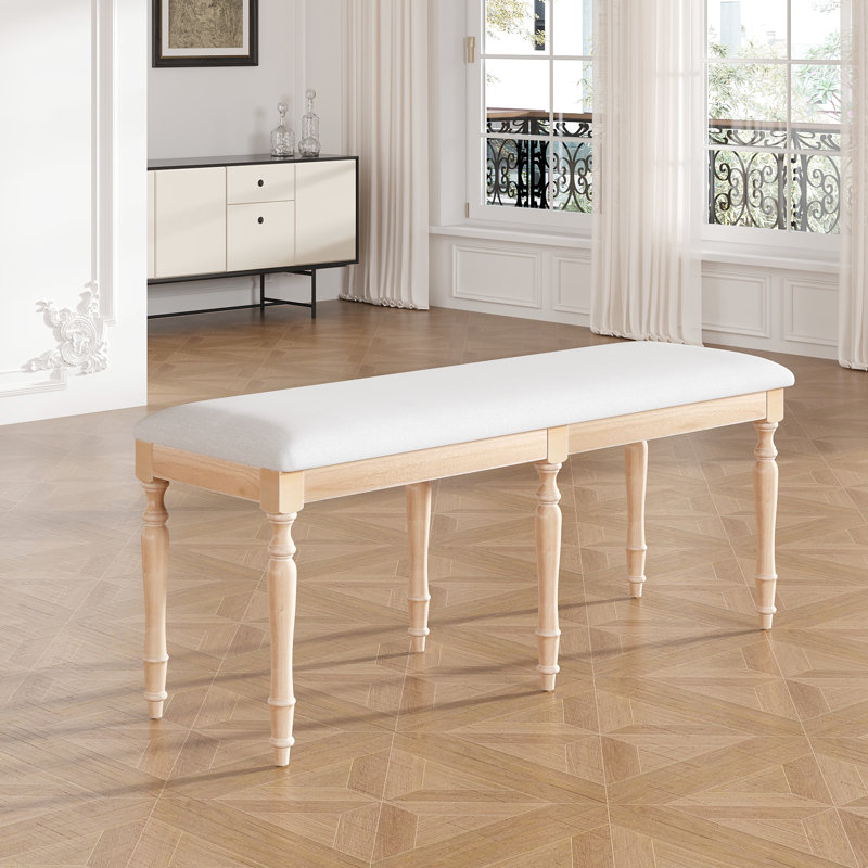 Banc rembourré pour salle à manger, conception rétro, 50,4 pouces, 6 pieds solides, capacité de 330 lb, aspect naturel du bois vieilli