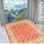 Tapis rouge / crème en laine noué à la main de conception unique 8 pi 4 po x 12 pi 3 po New Age