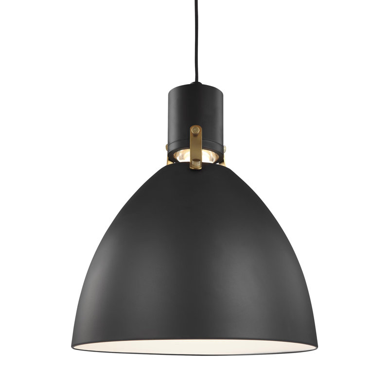 Luminaire suspendu simple à 1 lumière DEL à intensité variable Uma, Noir mat, H 19,75 po x l 16,5 po x P 16,5 po