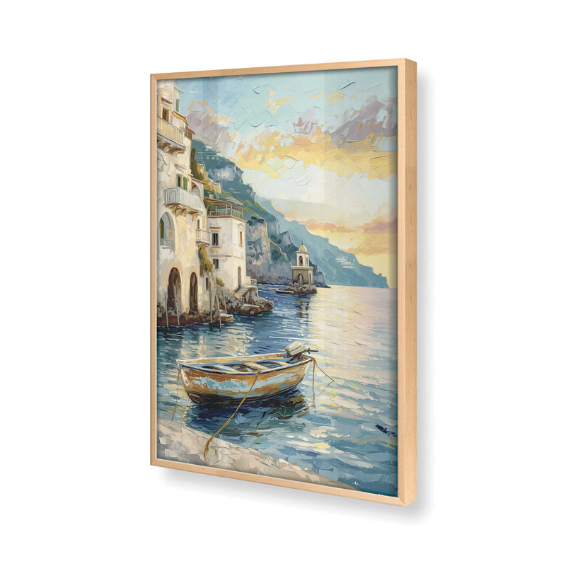 «Positano Azure Retreat», impression encadrée sur papier par Azure Artisanal Studio, Érable brut