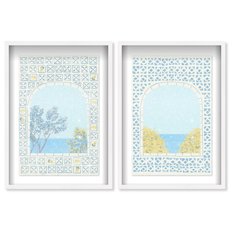 Mediterranean Window Set Set by Oliver Gal, 51"H x 35"W, White Shadowbox