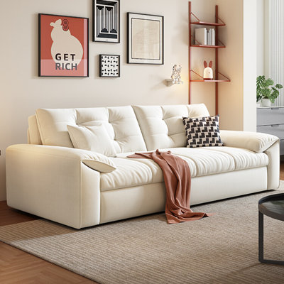 Cream-style Solid Wood & Carbon Steel Sofa