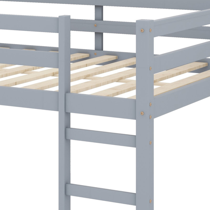 Lit mezzanine en bois avec échelle, Gris