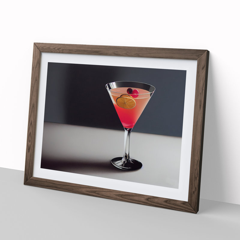XH1022-6074X Modern Cocktail Art Vol.1 - Single Picture Frame Print, 46cm H x 64cm W x 2cm D, Walnut