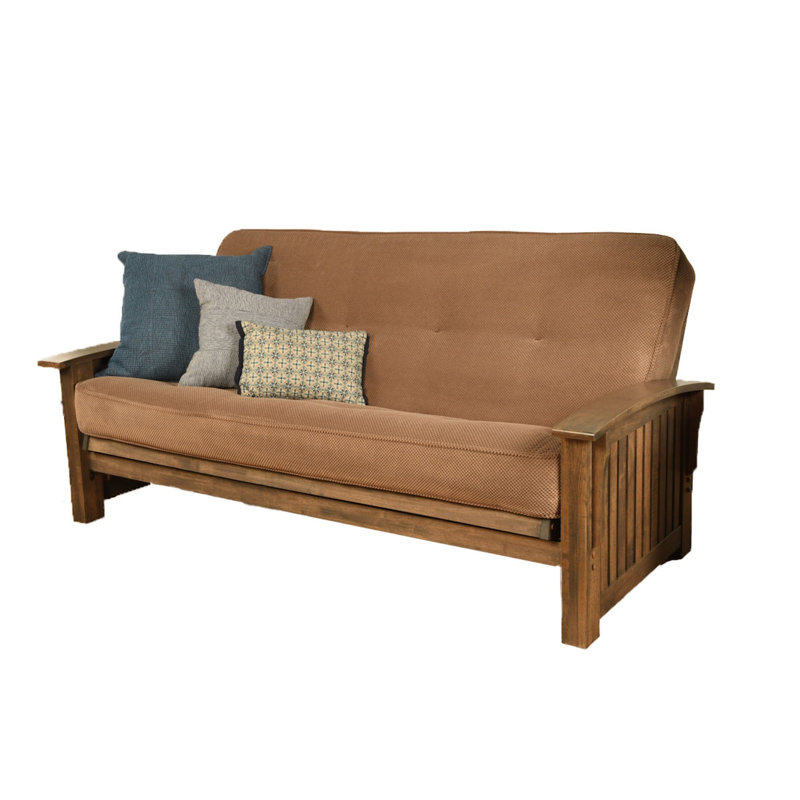 Stratford Full 83" Wide Futon Frame and Mattress, No, Marmont Mocha