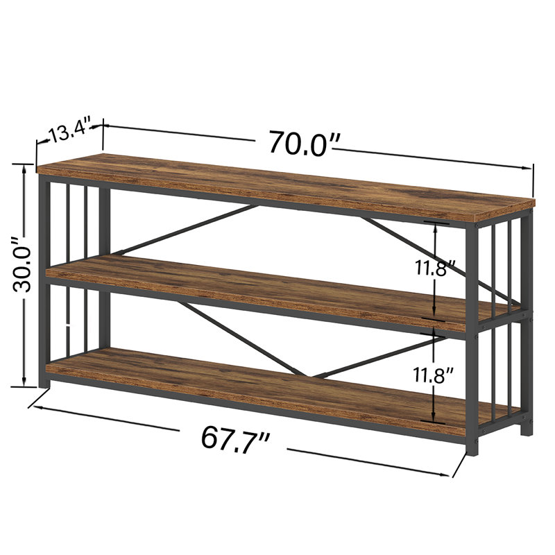 Makowski Console Table, 30" H x 70" W x 13.4" D, Rustic Brown