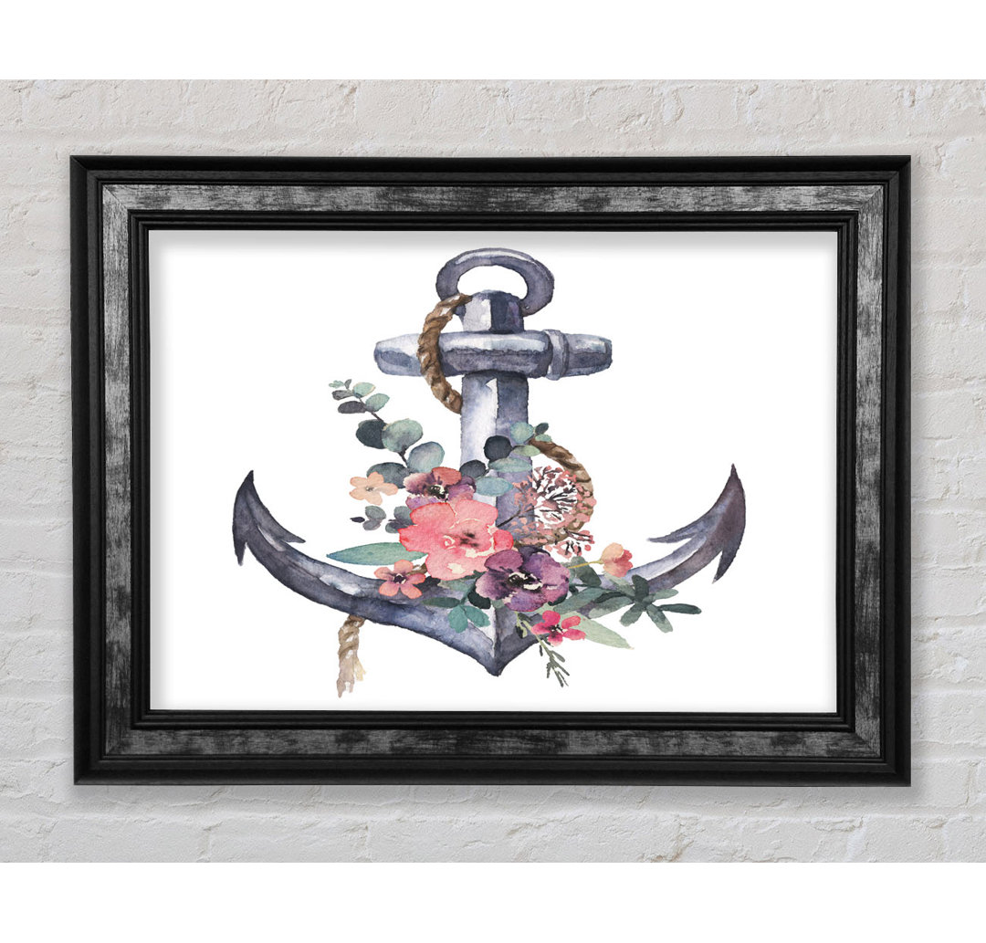 Gerahmtes Leinwandbild Watercolour Anchor