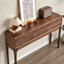 Console à trois tiroirs en bois massif brun cannelé-316299755