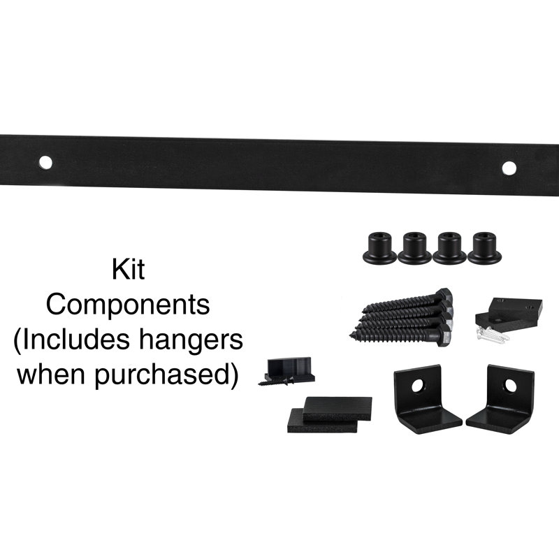 Ensemble de quincaillerie de porte de grange simple standard I-Shape Premium, 96 po, Noir