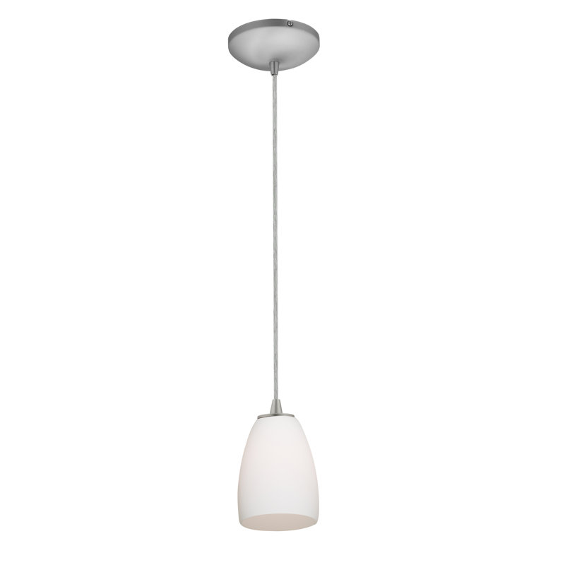 Phinney 1 - Light Single Pendant, Brushed Steel, Opal