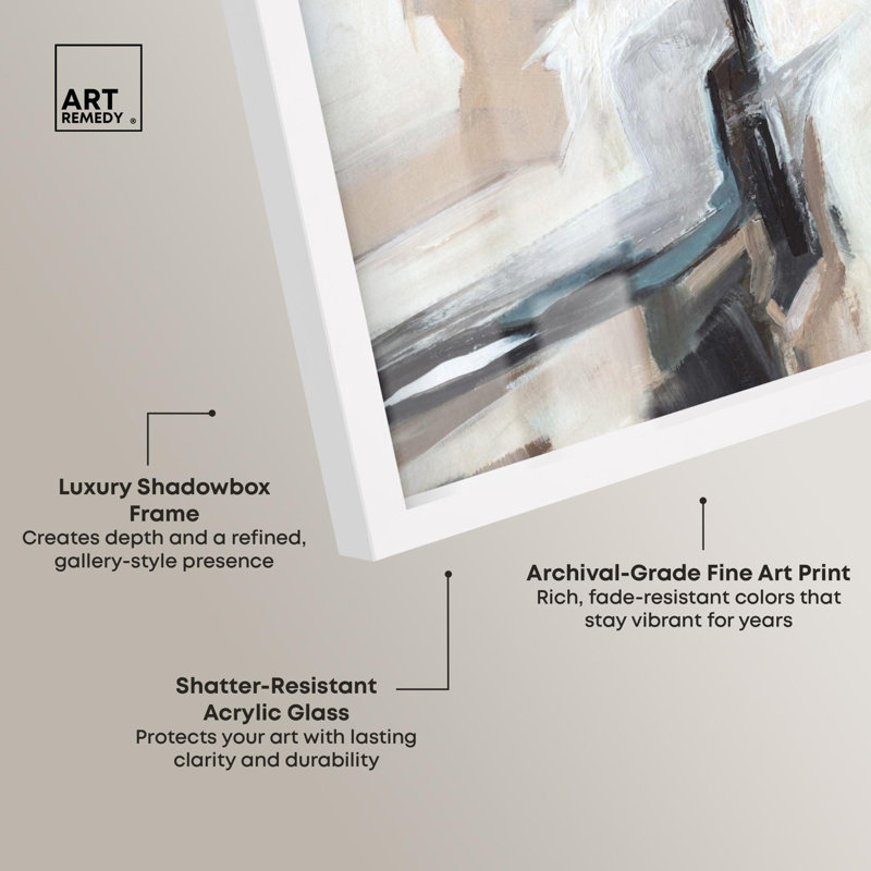 Décoration murale Melodious Art Shadowbox Print Coastal par Art Remedy, H 41 po x l 41 po, Blanc