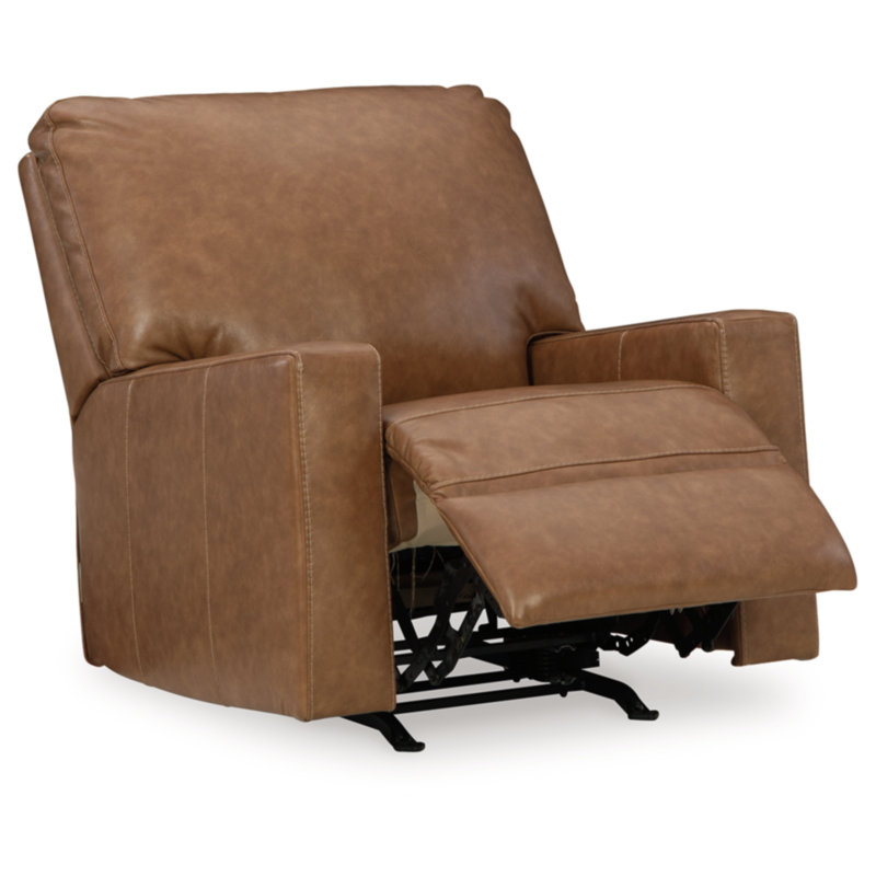 Caramel Leather Contemporary Rocker Recliner
