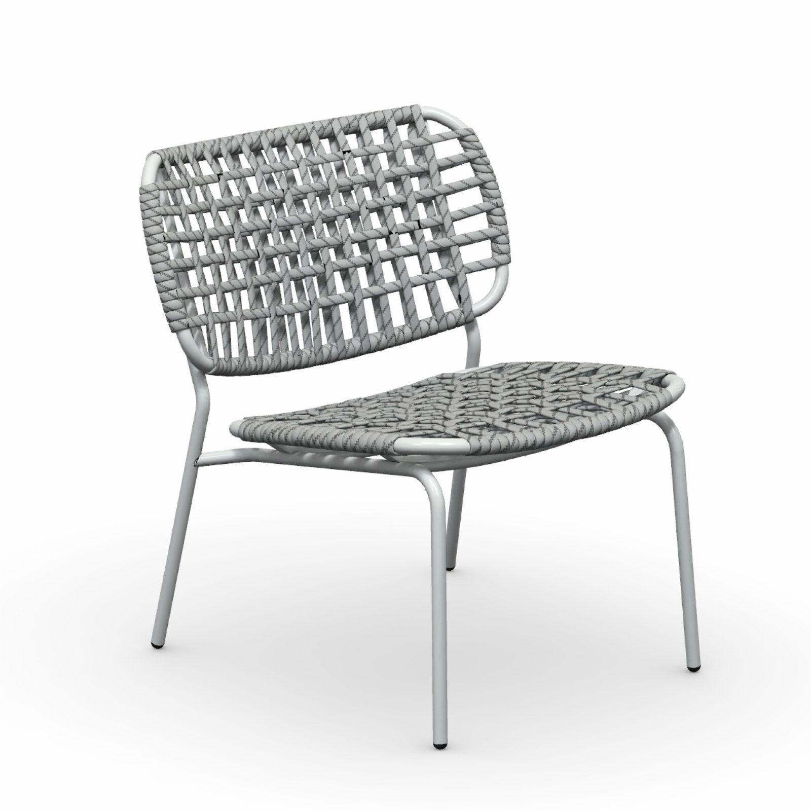 Yo Outdoor Lounge Chair with Woven Seat and Metal Frame, Matt Optic White