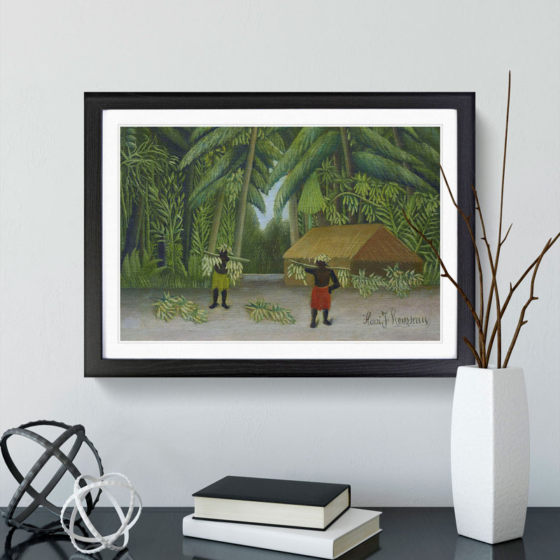 Banana Harvest by Henri Rousseau - Picture Frame Painting, 27cm H x 36cm W x 2cm D, Black Framed