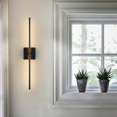 28 In. 1-light Black Led Wall Sconces, Dimmable Wireless Wall Light, Removable Battery Compartment, 350°rotate, (2-pack)