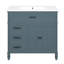 Meuble-lavabo 36 po avec lavabo, armoire de salle de bain bleue avec tiroirs, cadre solide et panneau de fibres à densité moyenne, un paquet-126232919