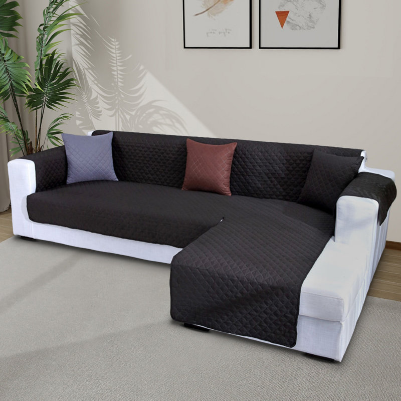 Housse pour canapé à coussins carrés/rectangulaires, Polyester / coton noir
