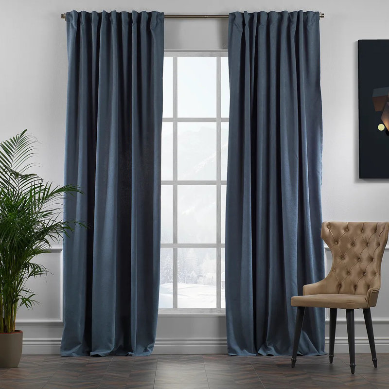Extra Long & Extra Wide Decorative Curtain Single Panel, 140cm Width x 200cm Drop, Sky Blue