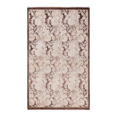 Hand Knotted Wool Traditional Hayner Brown Area Rug 3' 2"" x 5' 1 -  The Twillery Co.Â®, 64BB4B023B6446ACB1858F5446402E1D