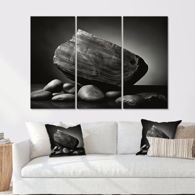 «Grey Stones Scenery Minimalisme», ensemble de reproductions d'art sur pierre