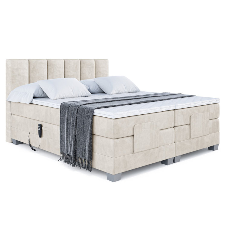Hatchell Bed with Mattress, 160cm W x 200cm L, Beige cream