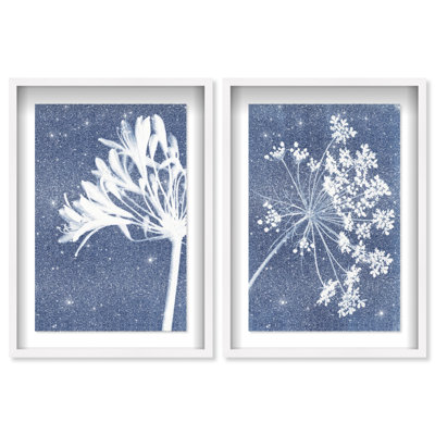 Cyan Flowers Set Set by Oliver Gal