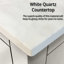 Meuble-lavabo blanc l 60 po x P 22 po - comptoir en quartz et miroir de 58 po avec six tiroirs pour un rangement organisé avec une solution de salle de bain pratique et élégante