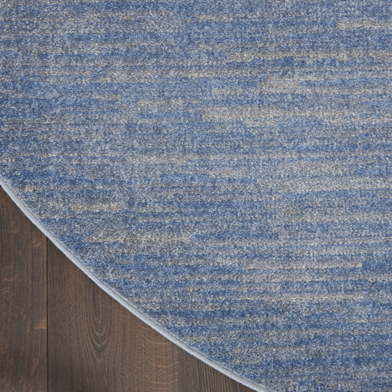 Tapis intérieur / extérieur bleu / gris Nourison Essentials, Rond 8 pi